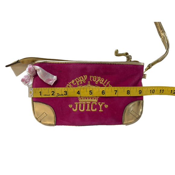 Juicy Couture Wristlet Purse Womens Small Velvet Preppy Royalty Crown VIntage - Picture 6 of 10